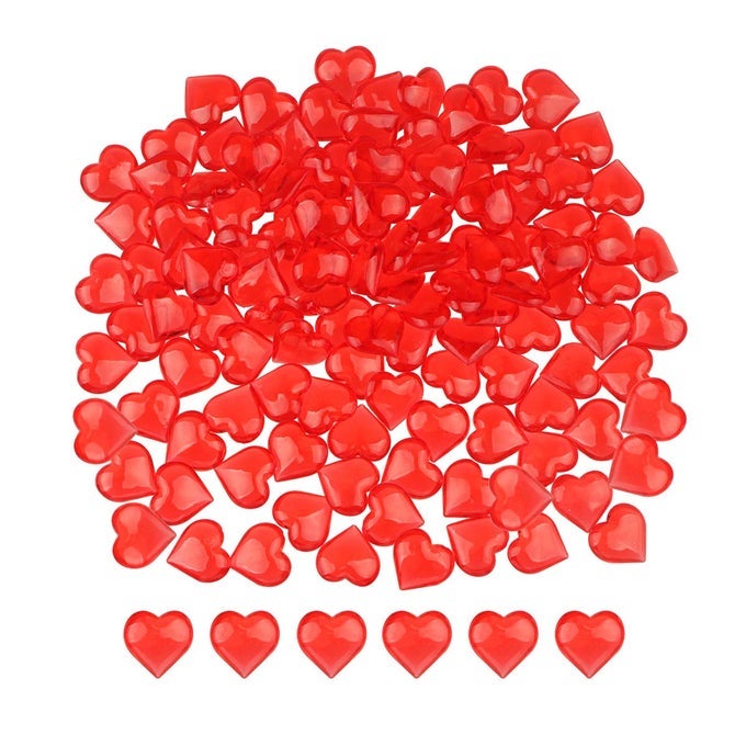 220 PIECES RED ACRYLIC HEART FLAT BACK HEART GEMS FOR VALENTINES DAY DECORATIONS VASE FILLER TABLE SCATTER DECORATION WEDDING DECORATIONSHOME DECORATIONSBRIGHT RED 1 LB