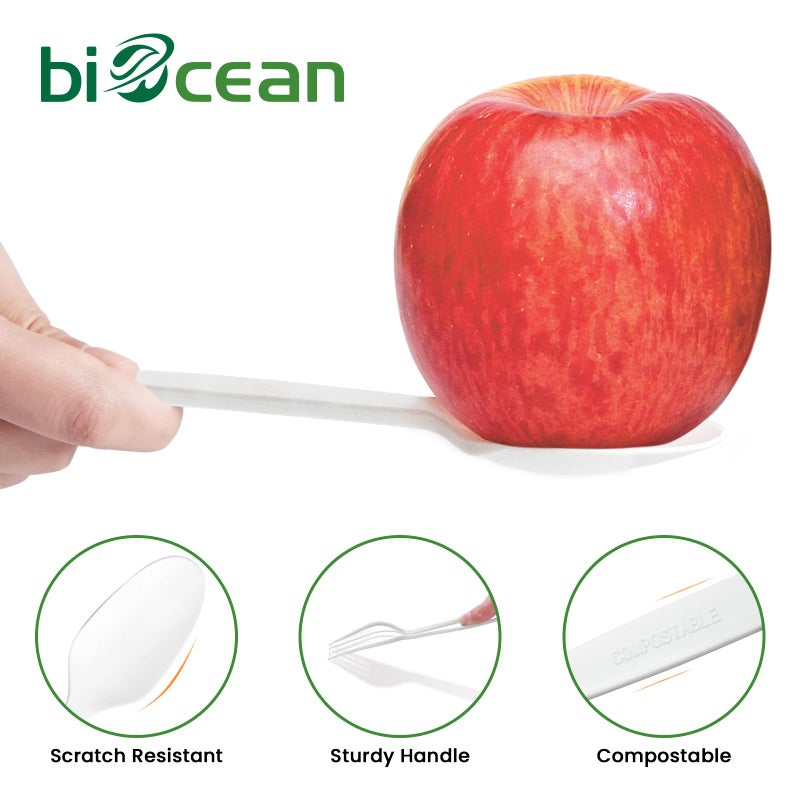 Biocean Extra Heavyduty Compostable Spoons [200 Count 6.7In] Disposable Cutlery No Plastic Spoons Large Biodegradable Utensils Eco Friendly Silverware Serving Flatware for Party Daily Use Picnic - Image 2