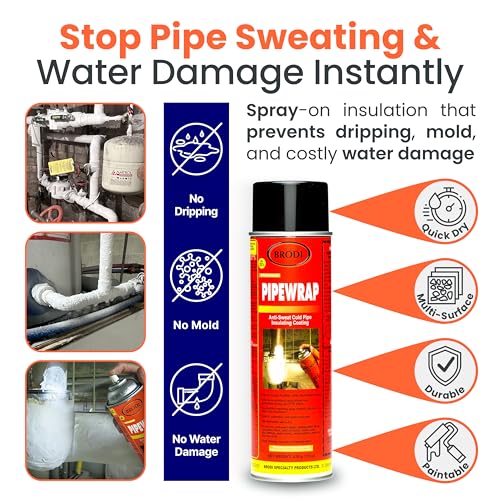 Brodi PipeWrap Pipe Insulation Spray Foam for Hard-to-Reach Areas, Fittings & Valves, Anti-Sweat Pipe Coating Spray, Stops Condensation Buildup & Prevents Dripping (Pack of 1) - Image 2