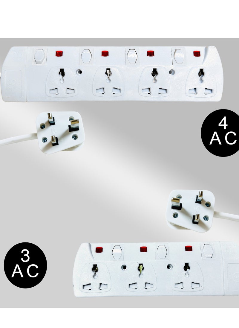 INFLUX INFLUX Extension cord with 4-Outlet and 3M 1mm wire Power Extension with Surge Protector - Durable Power Extension Cable, Extenson with Individual Safety Buttons, High-Quality plug extension for Home  - Image 5