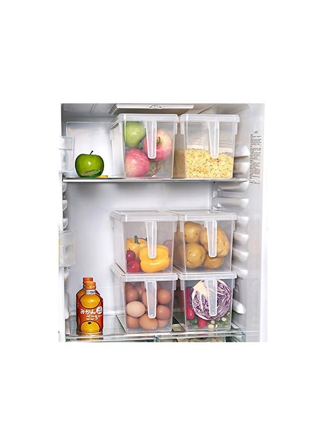 MineSign - Storage Containers Square Food Storage Organizer Stackable Refrigerator Organizer Handle Kitchen Containers With Lids For Fruits Vegetables Meat Egg (Set Of 4) - Image 1