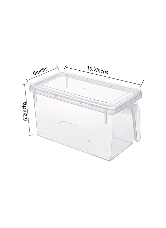 MineSign - Storage Containers Square Food Storage Organizer Stackable Refrigerator Organizer Handle Kitchen Containers With Lids For Fruits Vegetables Meat Egg (Set Of 4) - Image 1