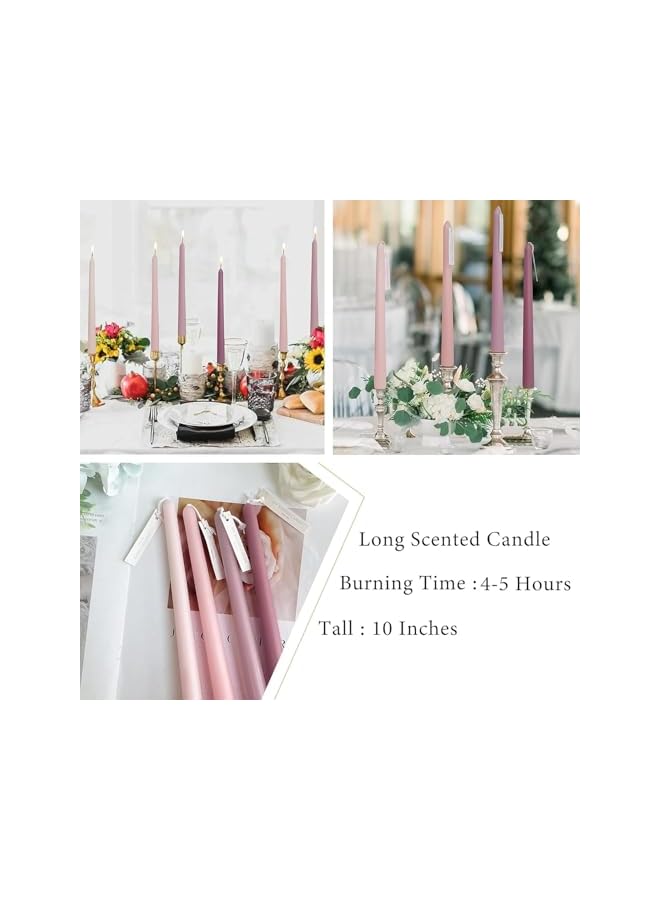 Green Tiger Gradient Taper Candles 10inch Scented Smokeless Pink and Rose Shades, Candles for Decor Wedding Festival and Special Occasions Set of 4 - Image 3
