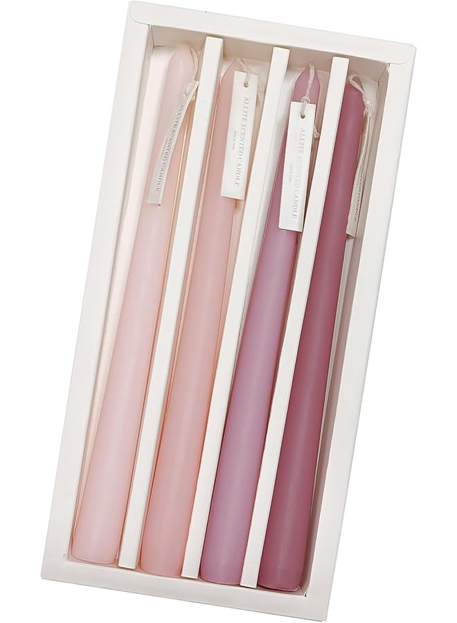 Green Tiger Gradient Taper Candles 10inch Scented Smokeless Pink and Rose Shades, Candles for Decor Wedding Festival and Special Occasions Set of 4 - Image 1