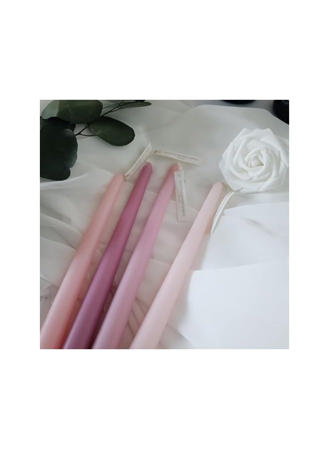 Green Tiger Gradient Taper Candles 10inch Scented Smokeless Pink and Rose Shades, Candles for Decor Wedding Festival and Special Occasions Set of 4 - Image 2