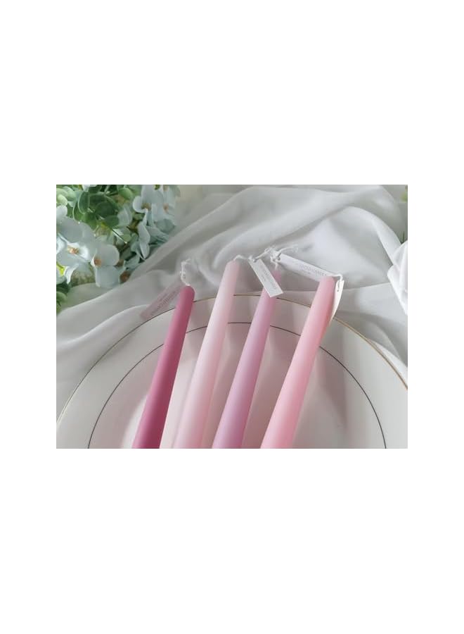 Green Tiger Gradient Taper Candles 10inch Scented Smokeless Pink and Rose Shades, Candles for Decor Wedding Festival and Special Occasions Set of 4 - Image 5