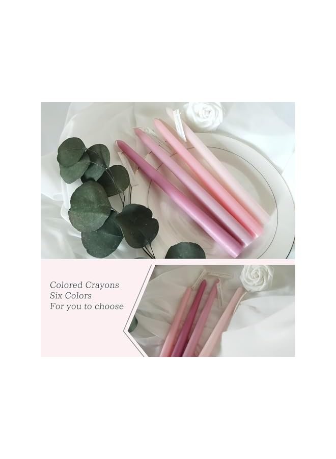 Green Tiger Gradient Taper Candles 10inch Scented Smokeless Pink and Rose Shades, Candles for Decor Wedding Festival and Special Occasions Set of 4 - Image 4