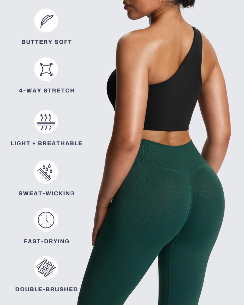 Aoxjox Women's Workout Sports Bras Fitness Gym Olivia Asymmetric One Shoulder Bra Yoga Crop Tank (Black, Large) - Image 4