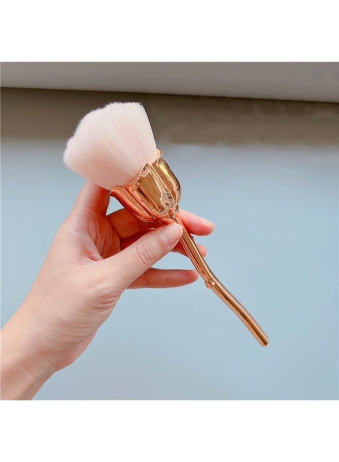 3pcs Three Colors Rose Shaped Nail Dust Powder Remover, Nail Trimming Cleaning Brush, Makeup Brush Tool, Used For Powder Brush, Dust Removal Brush，For Nails Art Cleaning - Image 5