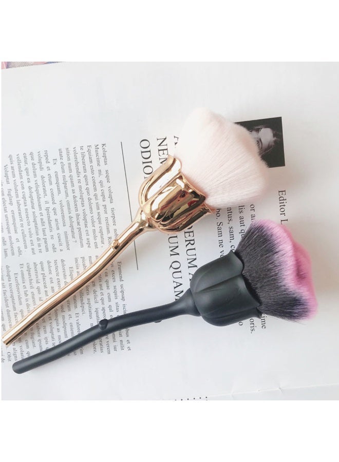 3pcs Three Colors Rose Shaped Nail Dust Powder Remover, Nail Trimming Cleaning Brush, Makeup Brush Tool, Used For Powder Brush, Dust Removal Brush，For Nails Art Cleaning - Image 4