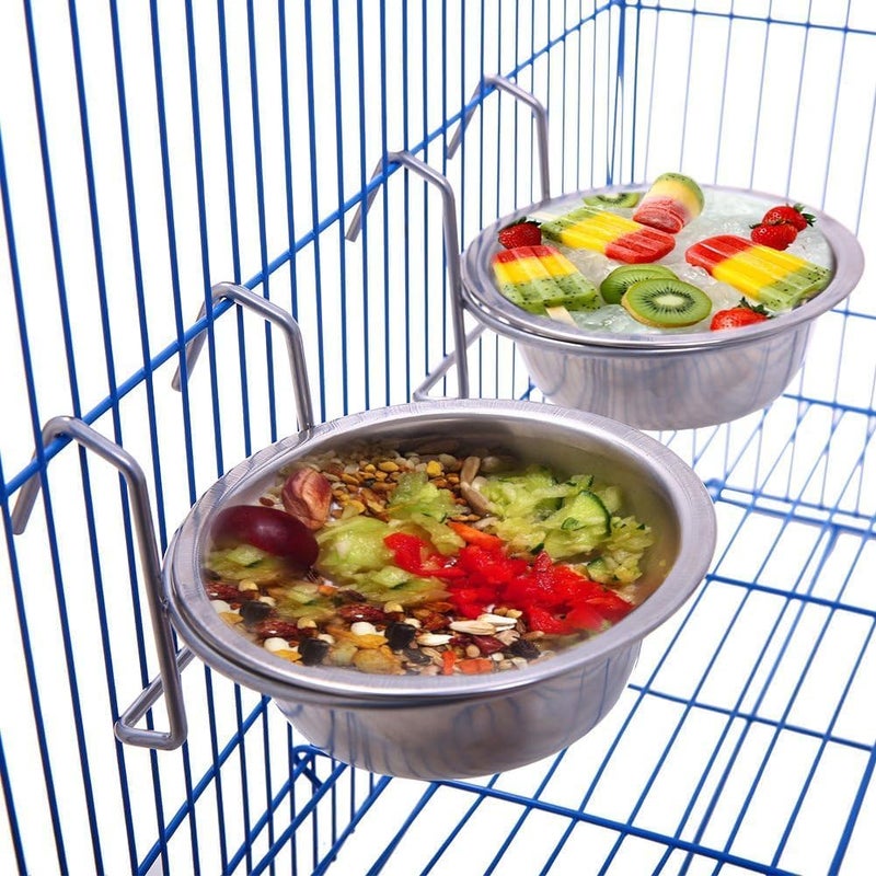 D&C PAWS Stainless Steel Bird Feeding Bowl with Hanger – 250ml Cups for Food and Water, Secure Cage Attachment for Birds, Includes Soft Nesting Material for Added Comfort (Pack of 2) - Image 4