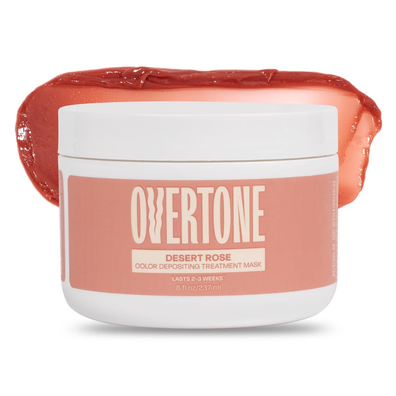 OVERTONE بلسم لون الشعر شبه الدائم أوفرتون، وردة الصحراء، 8 أونصات، مغذي، خالي من الأضرار، قناع إيداع اللون لجميع أنواع الشعر مع زبدة الشيا وزيت جوز الهند، نباتي وخالي من القسوة - Image 1