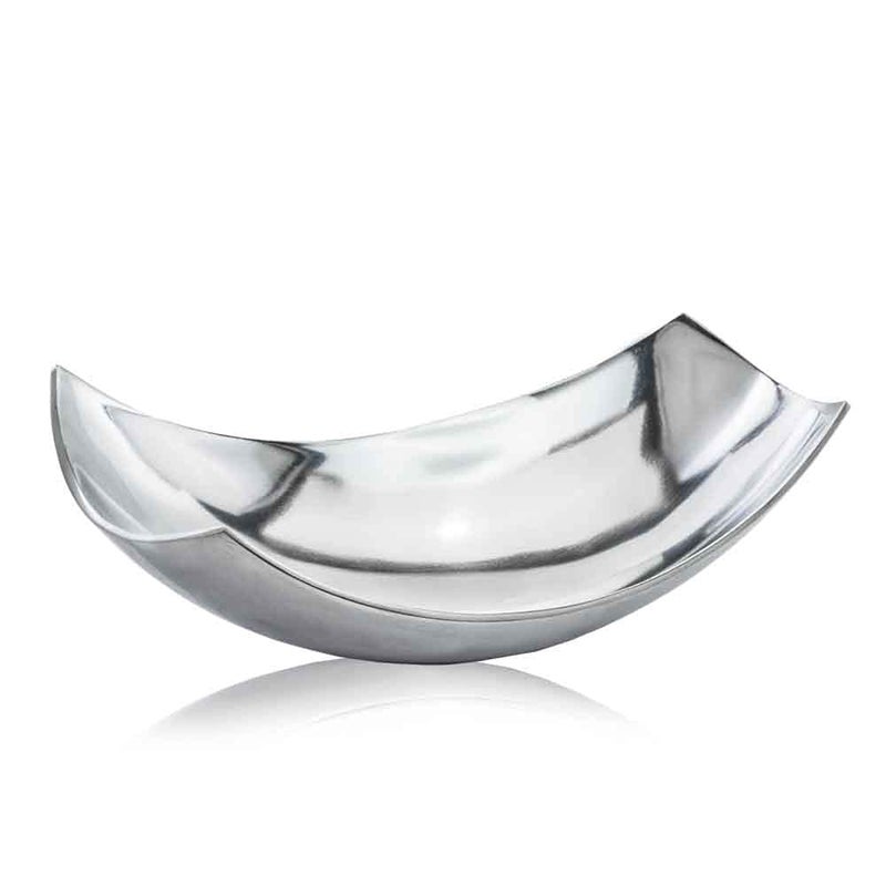 Modern Day Accents Cucha Small Scoop BowlSilver Shiny Bowl Aluminum Silver Modern Tabletop Accent Piece Home or Office Decor