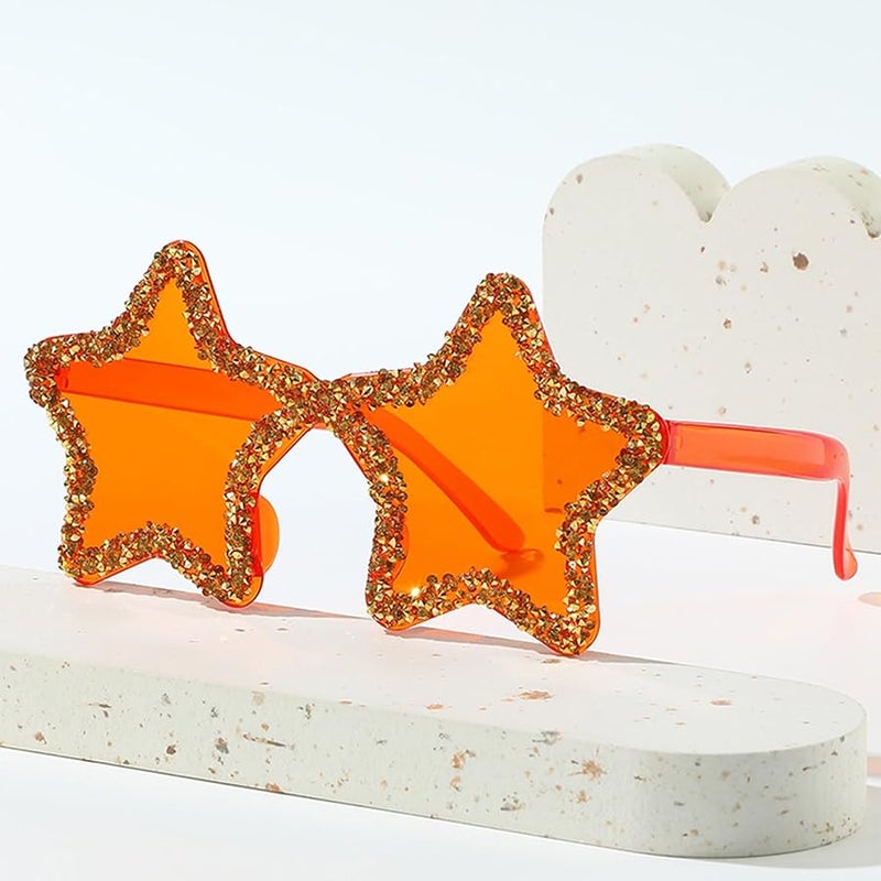 Gold Glitter Star Frame Eyeglasses For Travel Stage Music Festival Photo Props - Image 5