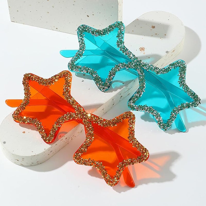 Gold Glitter Star Frame Eyeglasses For Travel Stage Music Festival Photo Props - Image 3