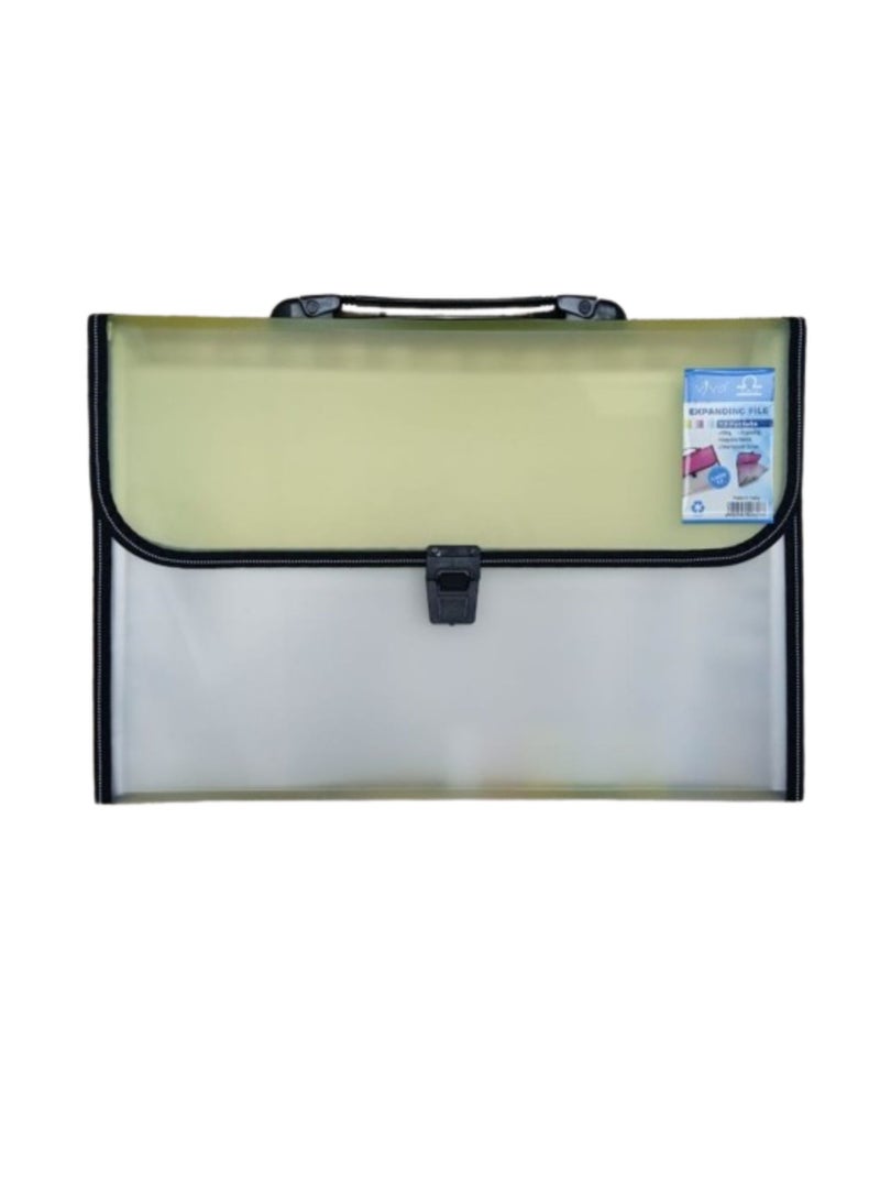 Libra ملف قابل للتوسيع يحتوي على 13 جيبًا بمقبض كامل شفاف/أصفر - Image 1