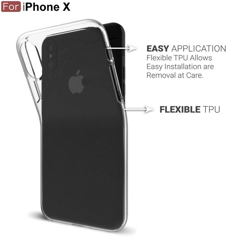 Cedo iPhone X/XS Clear Case | Soft Flexible Slim-Fit | Full Body 360 Protection Shock Proof TPU Back Cover (Transparent) - Image 3