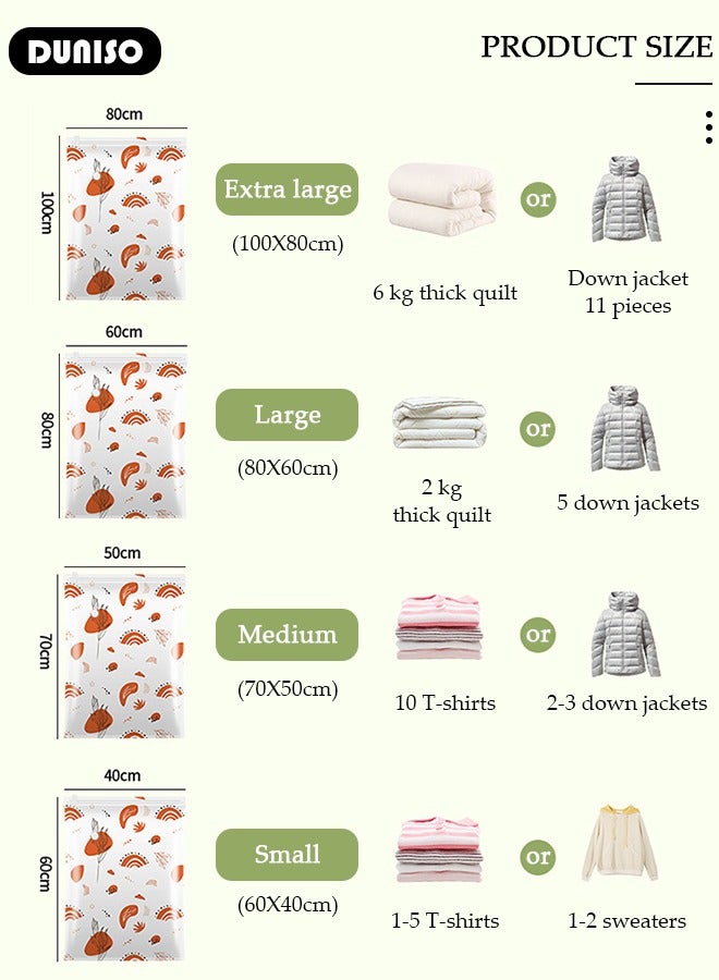 DUNISO 4 PCS Moisture-proof Vacuum Storage Bag with Electric Pump, Reusable Travel Vacuum Sealer Bags, Compression Airtight Sealer Bags with Seal Special-Grip Clip, Space Saver Compression Bags for Clothes, Mattress, Blanket, Duvets, Pillows, Comforters, Quilt  - Image 2
