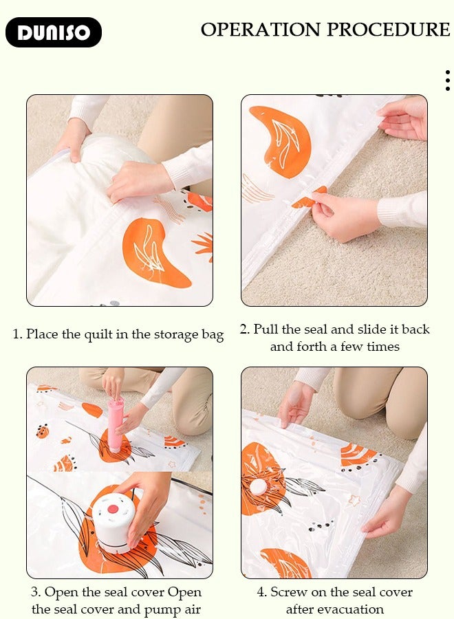DUNISO 4 PCS Moisture-proof Vacuum Storage Bag with Electric Pump, Reusable Travel Vacuum Sealer Bags, Compression Airtight Sealer Bags with Seal Special-Grip Clip, Space Saver Compression Bags for Clothes, Mattress, Blanket, Duvets, Pillows, Comforters, Quilt  - Image 4