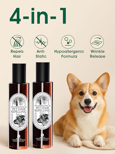 Seedshub 4in1 Pet Hair Remover Spray Pet Hair Dissolver Odor Neutralizer Plant Based Enzymes Safe for Pets Clothes Furniture Refresh Pine Nut Scent 1352 fl oz 2 Full Size Pack - Image 3