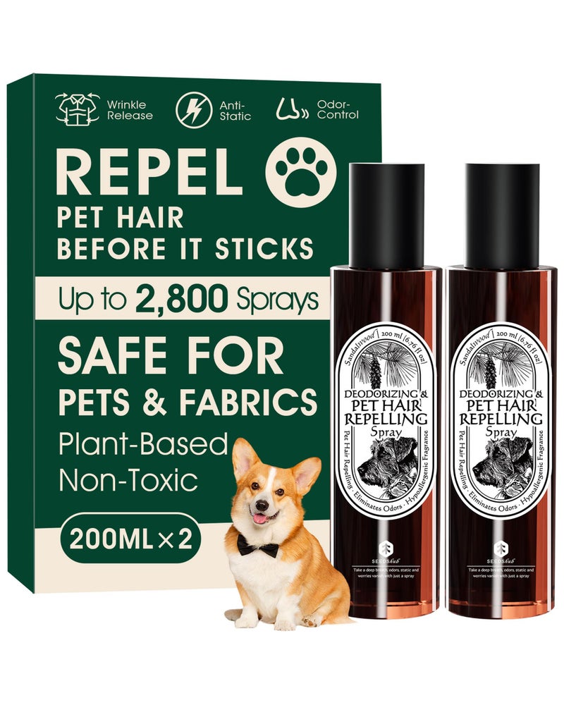 Seedshub 4in1 Pet Hair Remover Spray Pet Hair Dissolver Odor Neutralizer Plant Based Enzymes Safe for Pets Clothes Furniture Refresh Pine Nut Scent 1352 fl oz 2 Full Size Pack - Image 2