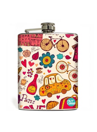 Designer Hip Flask 9 Oz Nutcase with Free Funnel Along Paris City Cycle Enjoy - pzsku/Z052B84EAB6AF65D30E7BZ/45/1748243368/44d49b21-a01f-41d8-a091-7343ebe7a599