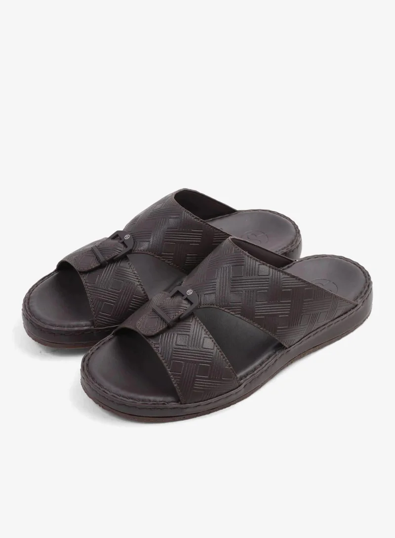 Comfort Plus  COMFORT PLUS EMBOSSED LEATHER HANDSTITCHED ARABIC SANDALS BROWN for Men | Best Price UAE