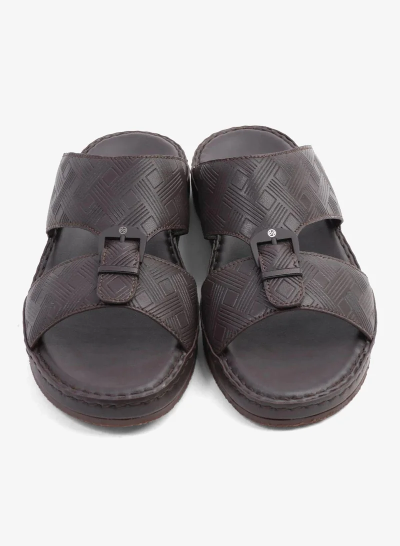 Comfort Plus  COMFORT PLUS EMBOSSED LEATHER HANDSTITCHED ARABIC SANDALS BROWN for Men | Best Price UAE