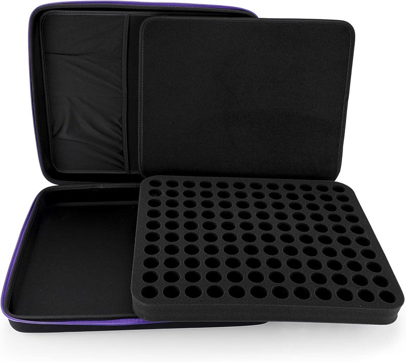Hipiwe 120 Bottle EVA Essential Oil Storage Carrying Case Hard Shell Exterior Essential Oils Organizer Holder Traveling Bag with Foam Insert, Holds 5ml 10ml 15ml Essential Oils, Black+Purple, X-Large - Image 2