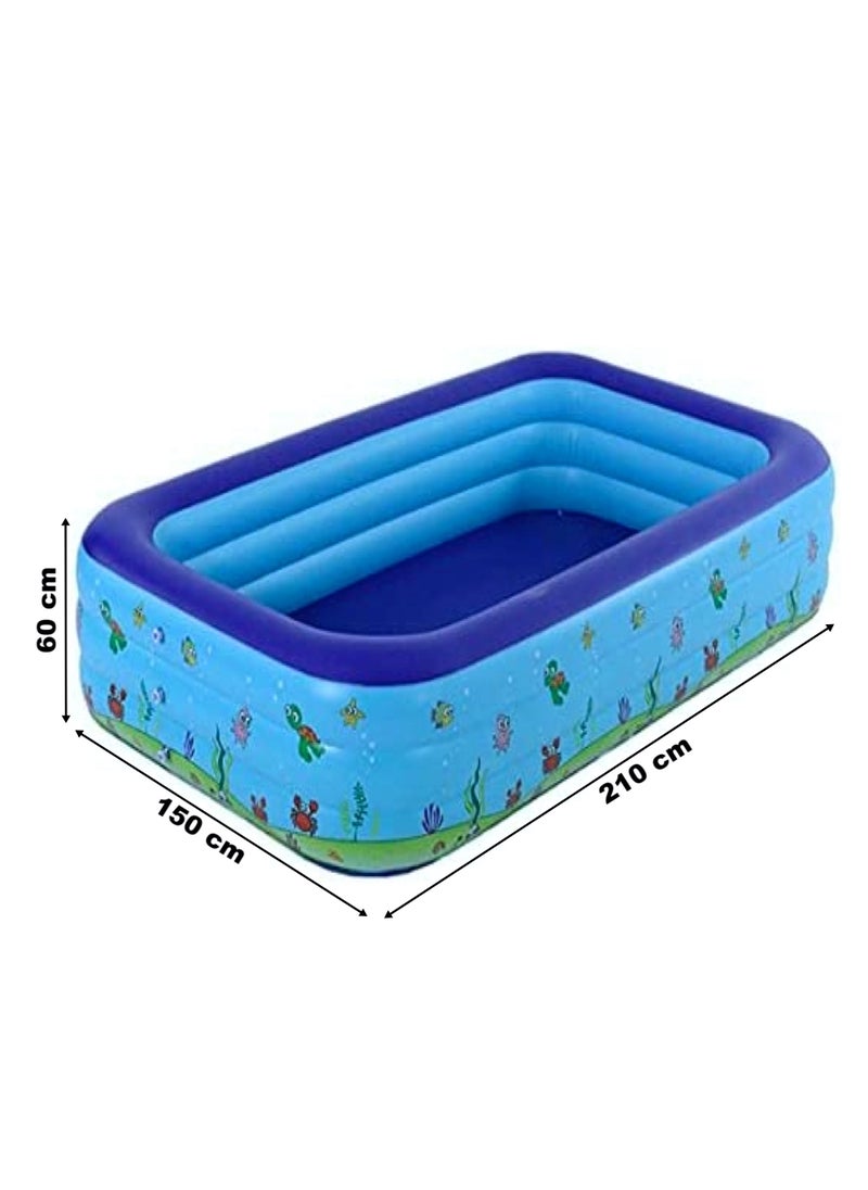 HEXAR Inflatable Swimming Pool Kiddie Pool Large Size Blow Up Swimming Pool for Family Adults Kids Toddler Giant Rectangle Lounge Blowup Pool for Indoor Outdoor Backyard Ground 210cm x 150cm x 60cm  - Image 2
