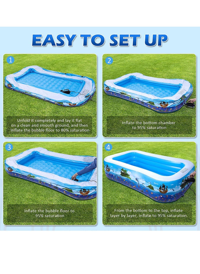 HEXAR Inflatable Swimming Pool Kiddie Pool Large Size Blow Up Swimming Pool for Family Adults Kids Toddler Giant Rectangle Lounge Blowup Pool for Indoor Outdoor Backyard Ground 210cm x 150cm x 60cm  - Image 4