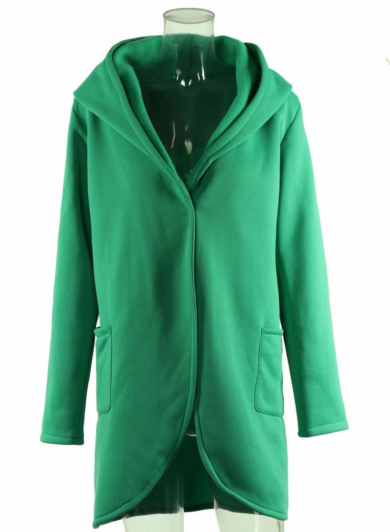 Loquat One Button Long SleeveLoose Hoodie Green