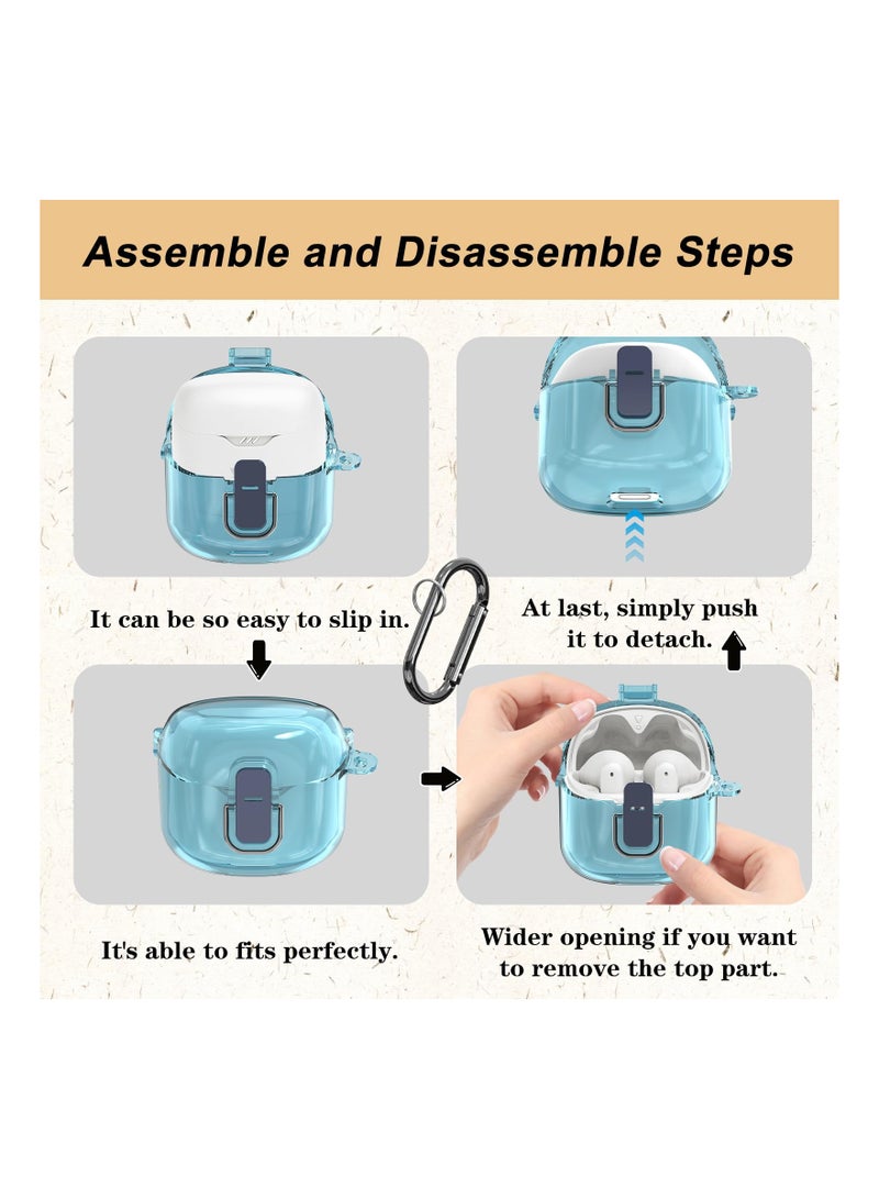 SYOSI Hard PC Earbuds Case for JBL Tune Flex, Earbud Case with Keychain Clear Protective Case Wireless Earbuds Cover Scratch-Proof Case Transparent JBL Case with Carabiner Hard Shell Earbuds Case  - Image 5