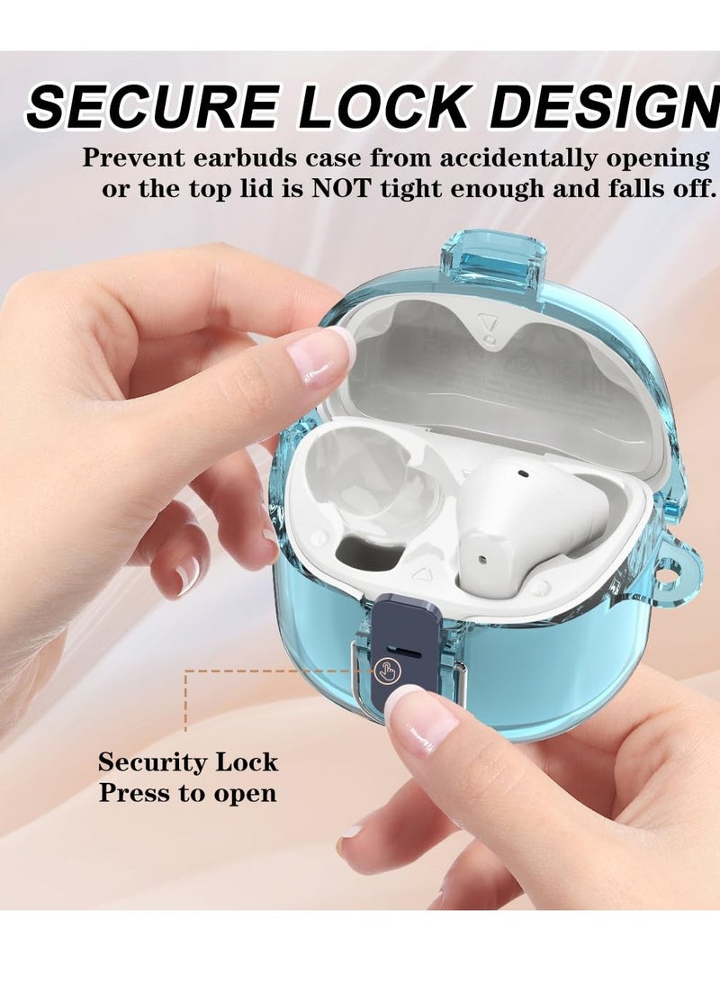 SYOSI Hard PC Earbuds Case for JBL Tune Flex, Earbud Case with Keychain Clear Protective Case Wireless Earbuds Cover Scratch-Proof Case Transparent JBL Case with Carabiner Hard Shell Earbuds Case  - Image 4