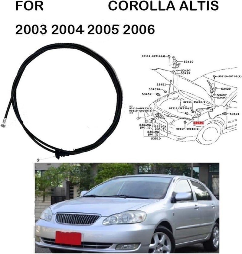 Wivplex Hood Release Cable for Toyota Corolla and Altis - Image 3