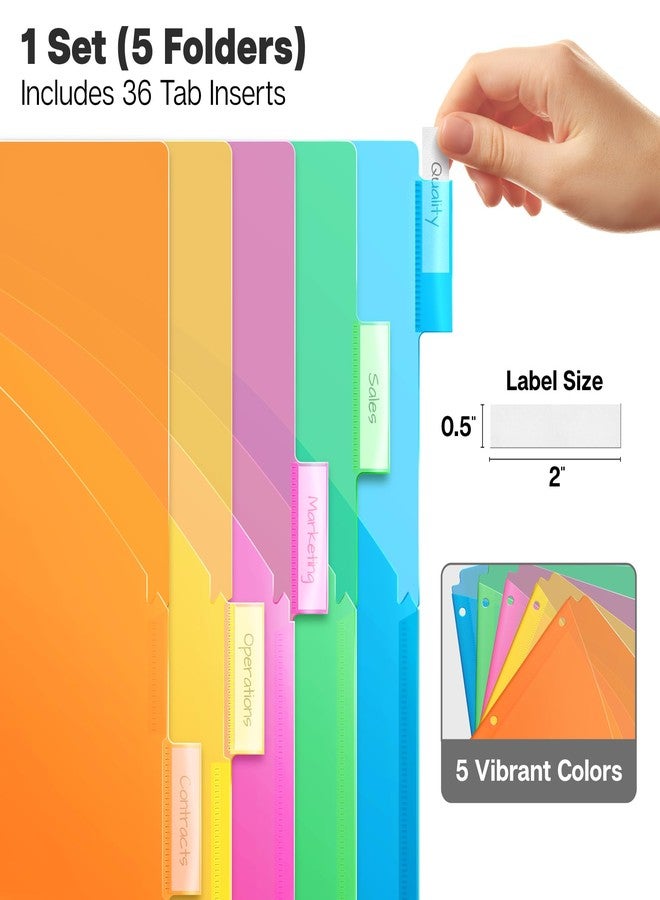 Dunwell Plastic 5-Tab Dividers for 3-Ring Binder (1 Set, 5ct.), 5 Bright Colors, Notebook Dividers with Front Pocket, Includes Label Inserts, Durable Acid-Free Poly - Image 3