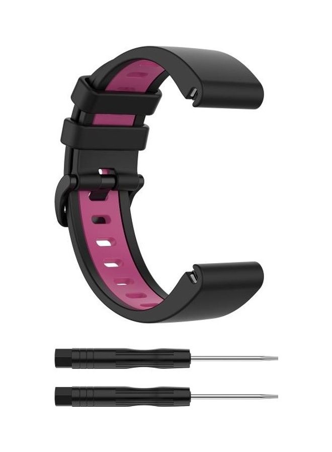 BGM Silicone Replacement Band For Garmin Black/Rose Red - Image 5
