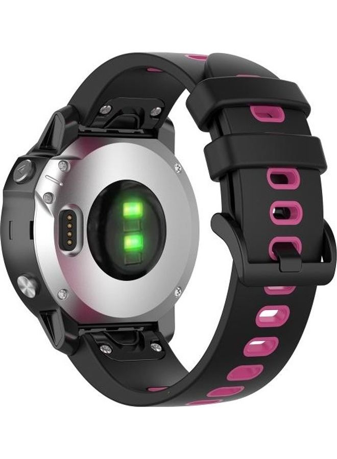 BGM Silicone Replacement Band For Garmin Black/Rose Red - Image 2