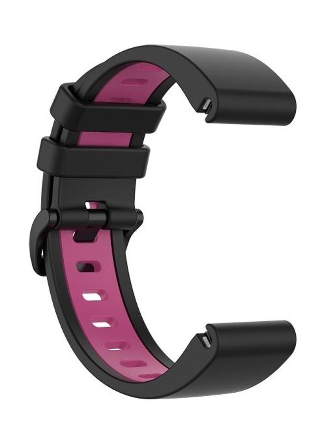 BGM Silicone Replacement Band For Garmin Black/Rose Red - Image 4