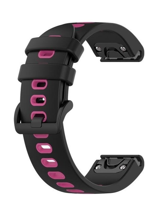 BGM Silicone Replacement Band For Garmin Black/Rose Red - Image 3
