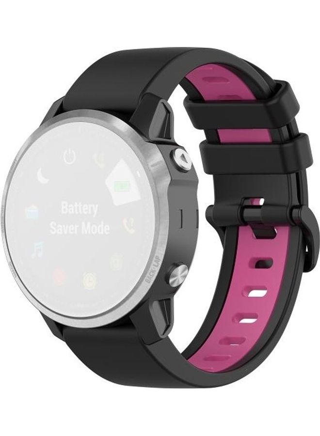 BGM Silicone Replacement Band For Garmin Black/Rose Red - Image 1