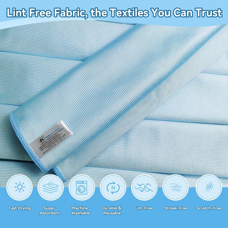 Foyer Nuage Pack of 8 Microfibre Glass Cleaning Cloths, 30 x 40 cm, Lint-Free, 290 GSM - Image 3