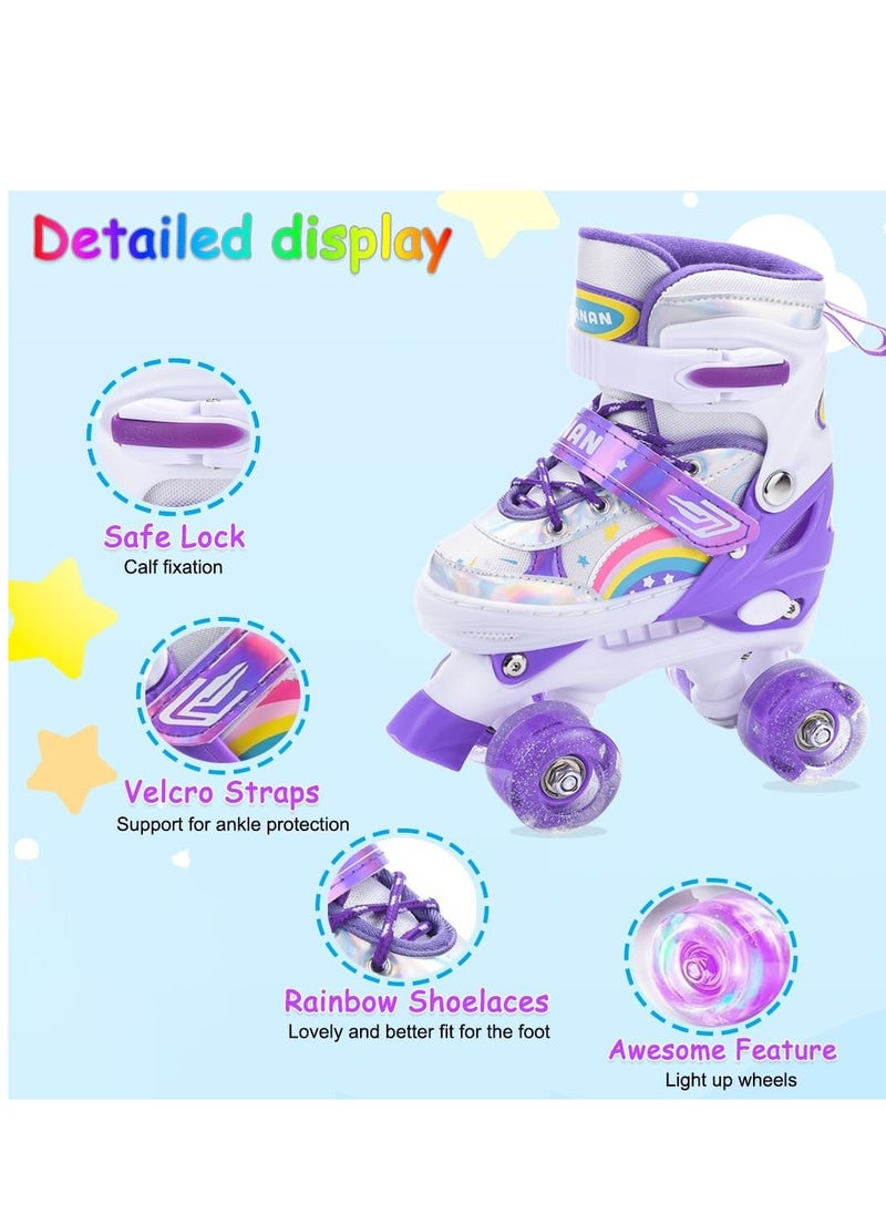 Generic - Children's Purple and White Roller Skates with Iridescent Metallic Finish, Rainbow and Star Design – Comfortable Fit, Adjustable Straps, Perfect for Outdoor Play - Image 1