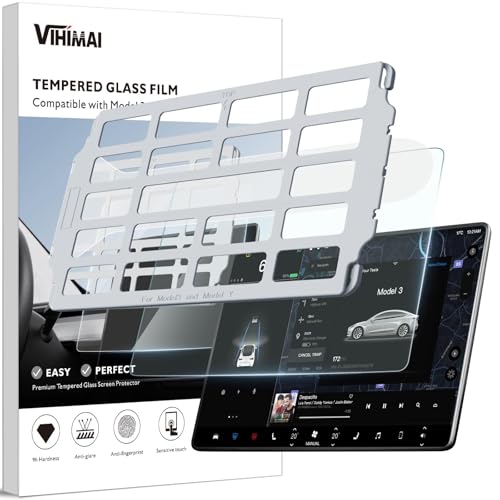 VIHIMAI Tempered Glass Screen Protector for Tesla Model Y/3 Accessories,15-inch Matte Dashboard Touchscreen [No More Glare & Fingerprint & 9H] Model Y(2025~2020) & Model 3(2023~2017) - Image 1