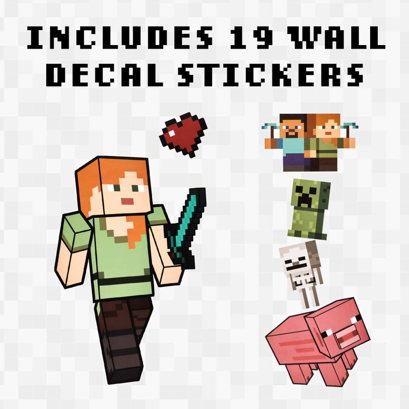 بالادون Paladone Minecraft Peel and Stick Wall Scals - Clings Finyl Standser Clings - Minecraft غرفة نوم جدار ديكور للأولاد - 4 أوراق - Image 3