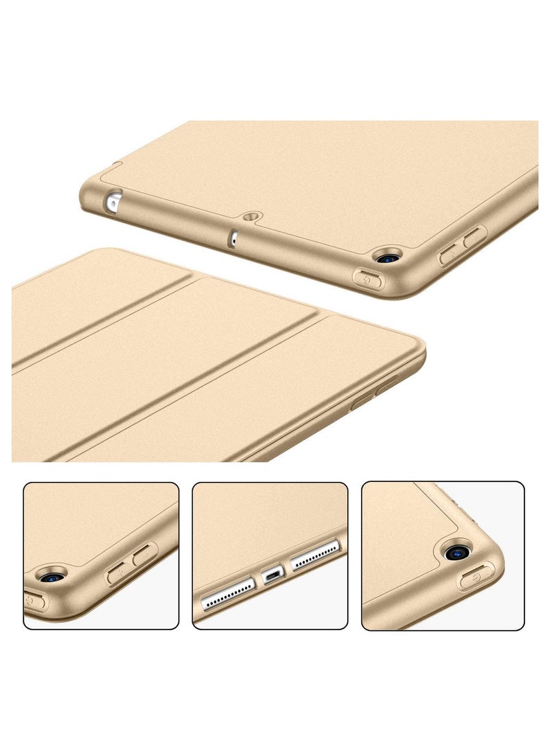Smart Case Compatible with iPad Air 1st Generation 2013 A1474 A1475 A1476 (NOT for iPad Air 2), Case Flip Cover Leather Case Soft TPU Back And Trifold Stand With Auto Sleep (Gold)