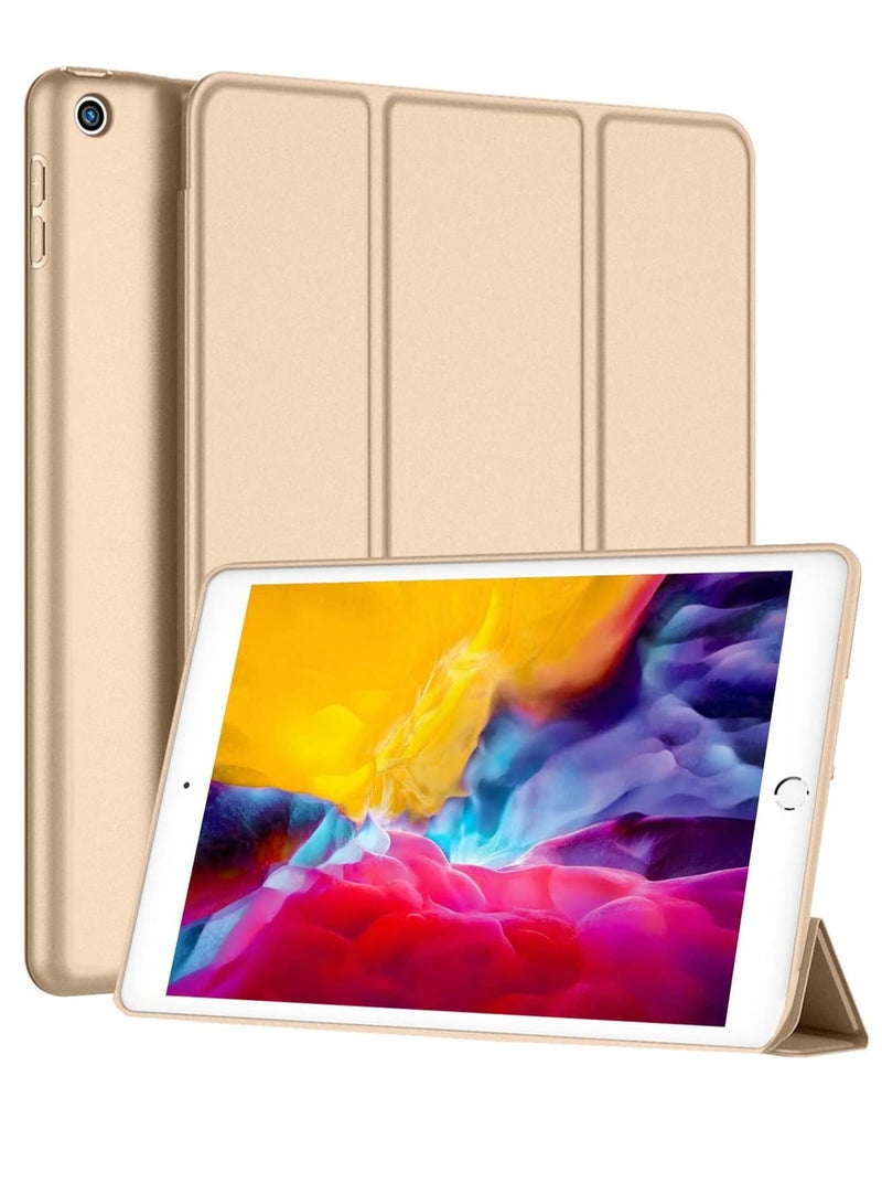 Smart Case Compatible with iPad Air 1st Generation 2013 A1474 A1475 A1476 (NOT for iPad Air 2), Case Flip Cover Leather Case Soft TPU Back And Trifold Stand With Auto Sleep (Gold)