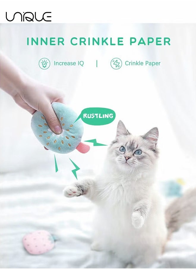 Cat Catnip Toys, 6 Pcs Fruit Type Cat Chew Toy with Catnip, Soft&Cute Plush Cat Toys for Indoor Cats to Playing Chewing Teeth Cleaning Cat Interactive Toys