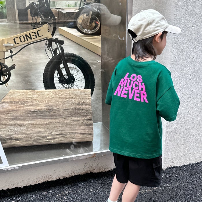 Boys Summer Short-sleeved Handsome Slim T-shirt New Children's Cotton Boys Niche Half-sleeved Cyber Popular Thin Top - Image 1