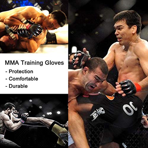 ZooBoo MMA Gloves, Half-Finger Boxing Fight Gloves MMA Mitts with Adjustable Wrist Band UFC Gloves for Sanda Sparring Punching Bag Training (One Size Fits Most) - Image 4